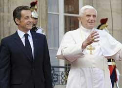 S.S. Benedicto XVI con Presidente Sarkozy